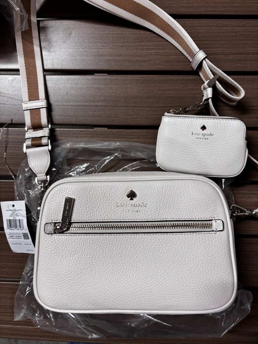 Kate Spade Madison Flap Crossbody Bag Parchment Multi White New with Tags